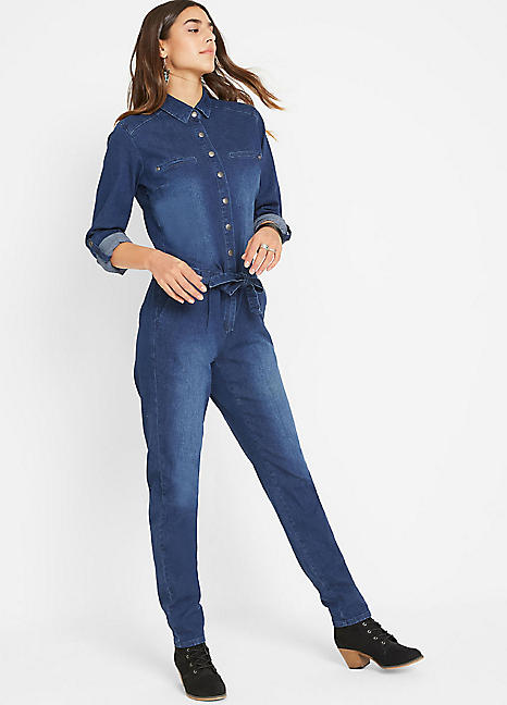 stretchy denim jumpsuit