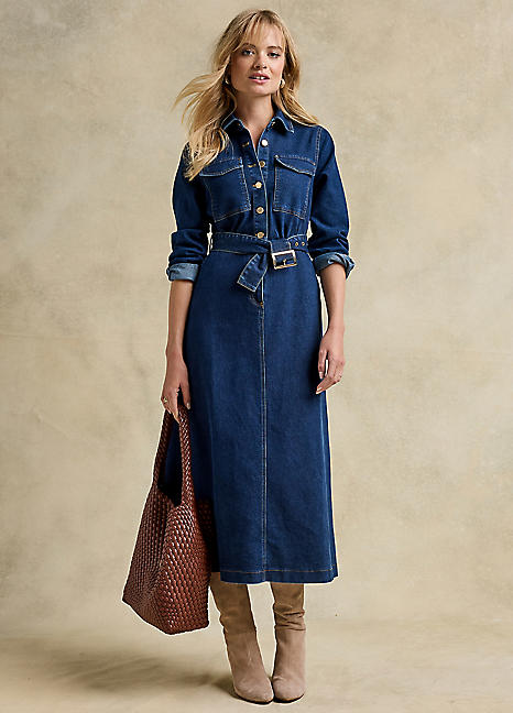 denim maxi dress uk Buy Joe Browns Blue Petite Sara Stretch Denim Maxi Dress from the Next UK  online shop