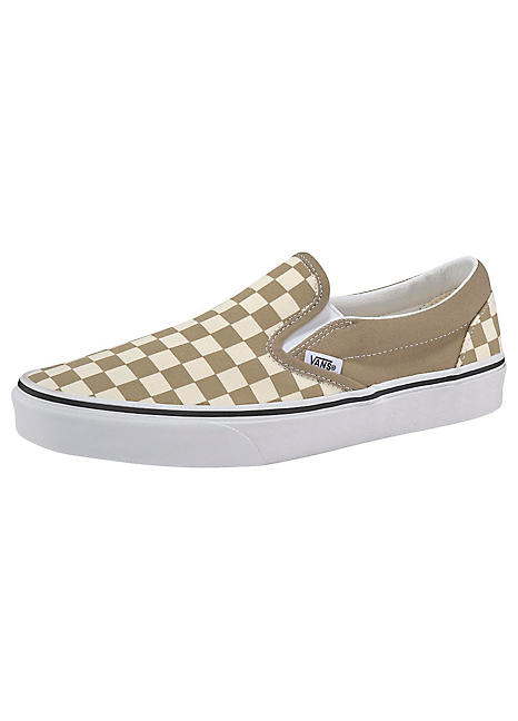 vans slip on checkerboard beige