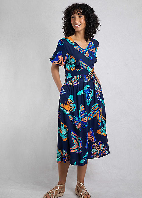 weird fish ladies dresses Weird Fish Womens Tallahassee Printed Jersey Dress Dark Navy