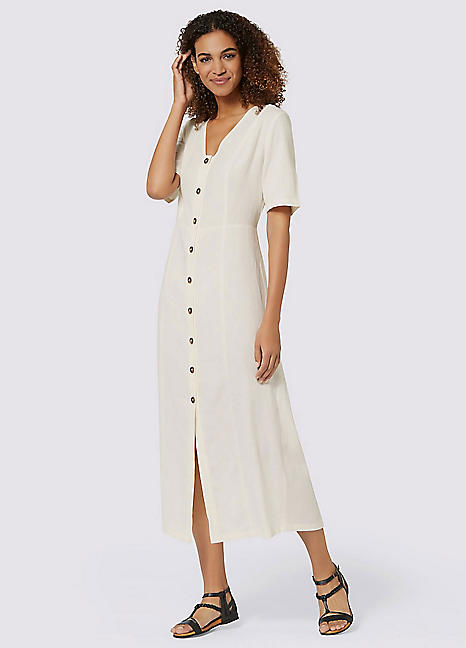 v neck midi work dress uk