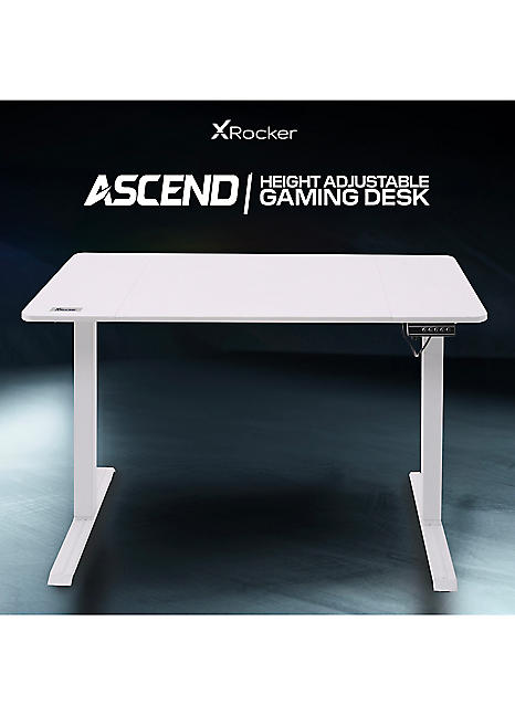 X Rocker Ascend Height Adjustable Gaming Desk White Grattan