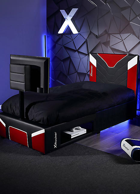 X Rocker Cerberus Twist TV Gaming Bed Single Red Grattan