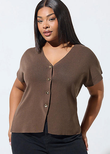 Yours Curve Limited Short Sleeve Knitted Top | Grattan