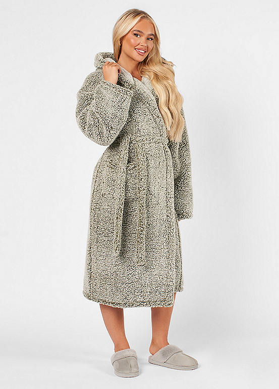 ladies teddy bear dressing gown Online Home Shop Marl Fleece Adults - Full Length Robe motherofbride