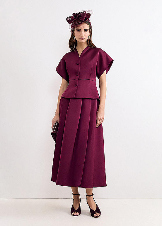 Phase Eight Sally Pleated Satin Midi Skirt | Grattan