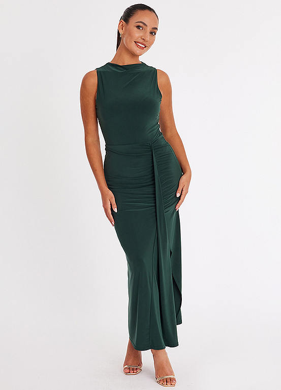 quiz green dress Bottle ITY Ruched Sleeveless Midaxi Related:Morgan Midi Shirt Dress
