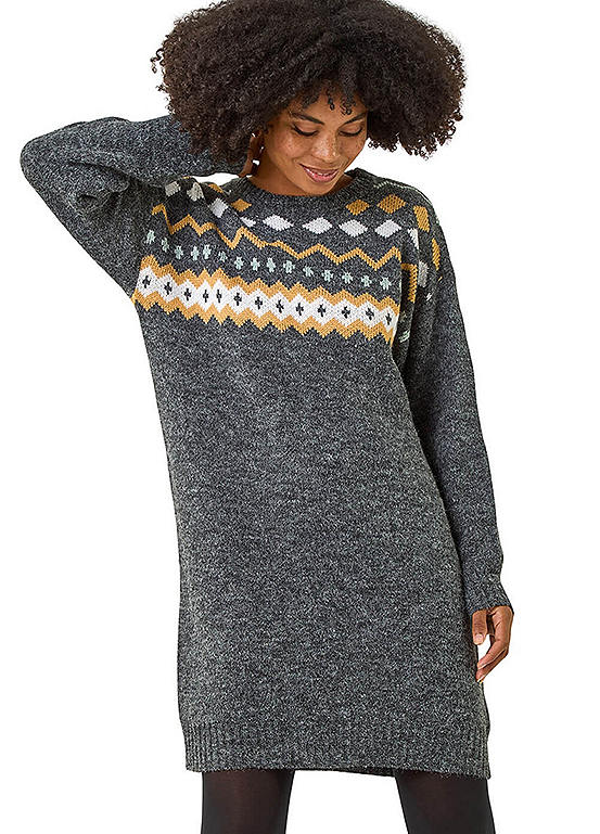 nordic knitted dress Roman Print Jumper priority-02-scatter-blossom-round-neck-ankle-gown-swan-white