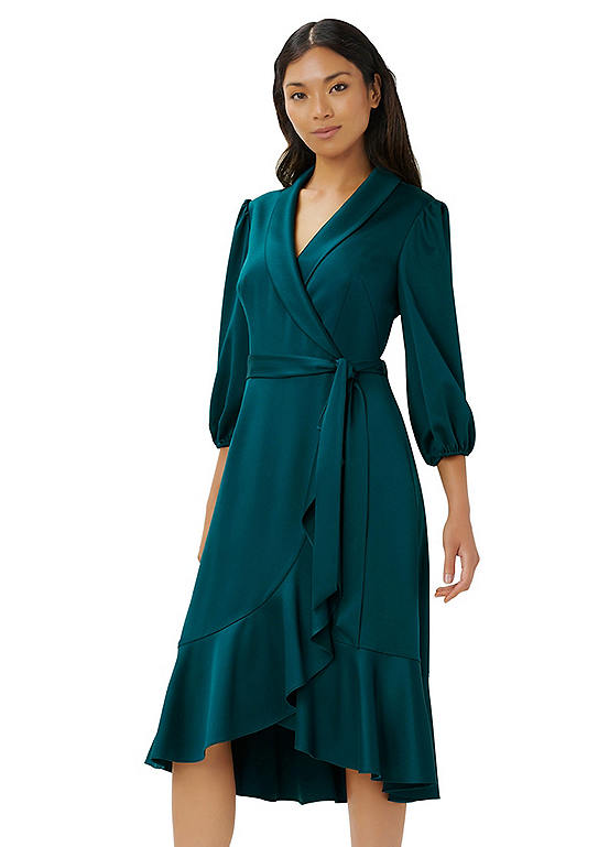 Adrianna Papell Satin Crepe Wrap Dress | Grattan