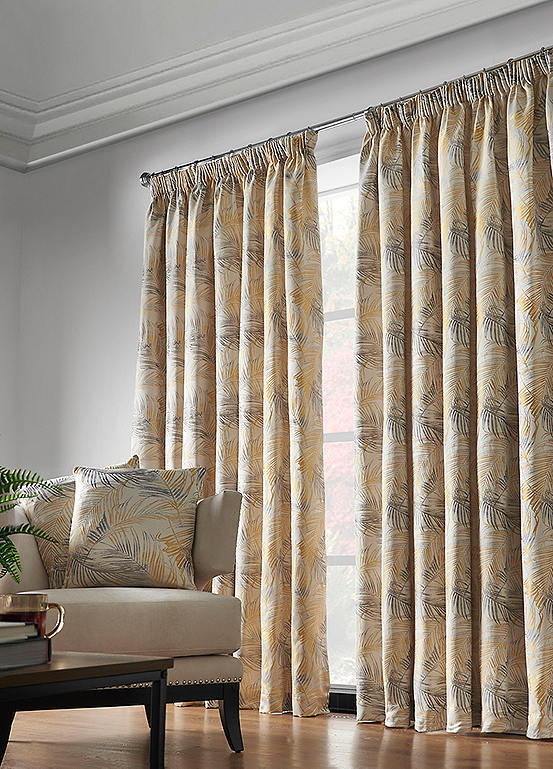 Alan Symonds Fiji Jacquard Pair of Lined Pencil Pleat Curtains | Grattan