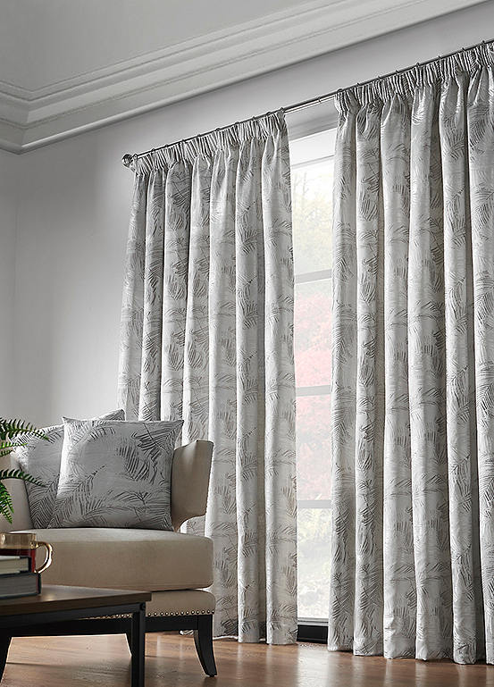 Alan Symonds Fiji Jacquard Pair of Lined Pencil Pleat Curtains | Grattan