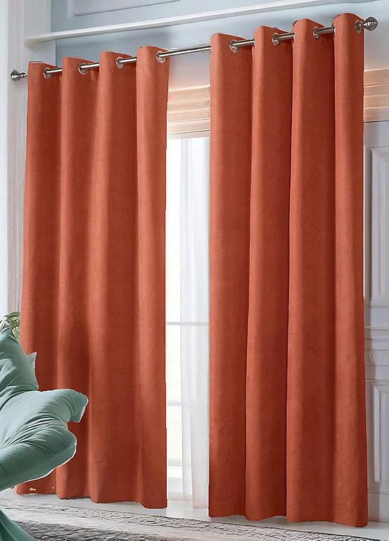 Alan Symonds Velvet Chenille Pair Of Eyelet Curtains | Grattan