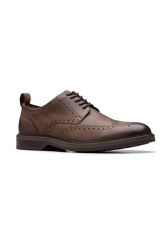 Clarks Brown Leather Aldwin Limit Shoes | Grattan