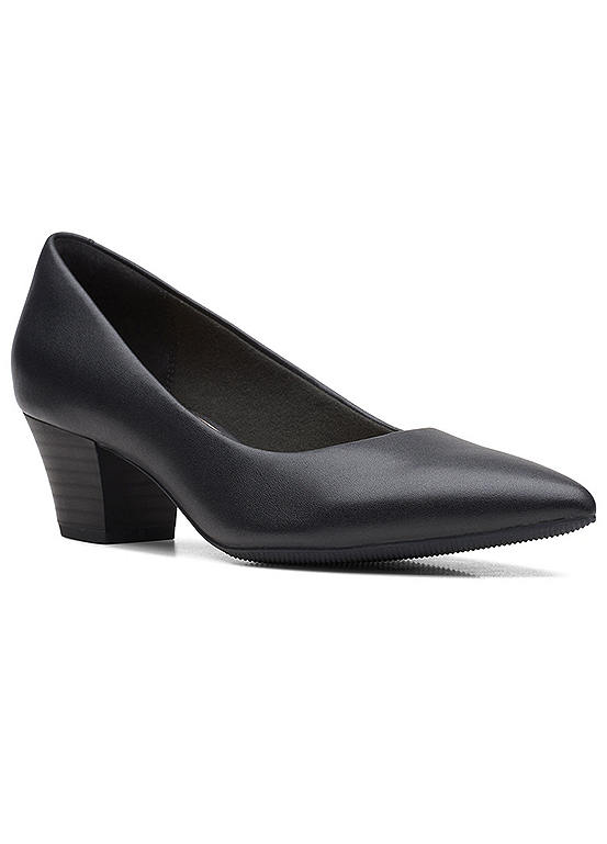 clarks black leather court shoes