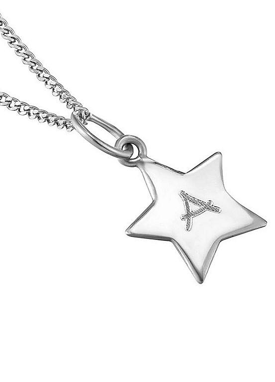 For You Collection Sterling Silver Personalised Adjustable Engravable Initial Star Necklace