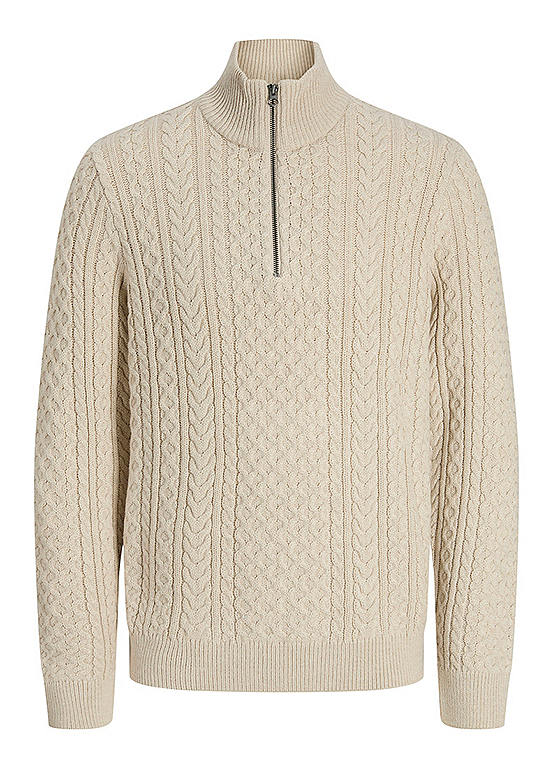 JACK&JONES PLUS Jjhugo Knit Half Zip – Jersey De Punto Cremallera Para Hombre, Tallas Grandes