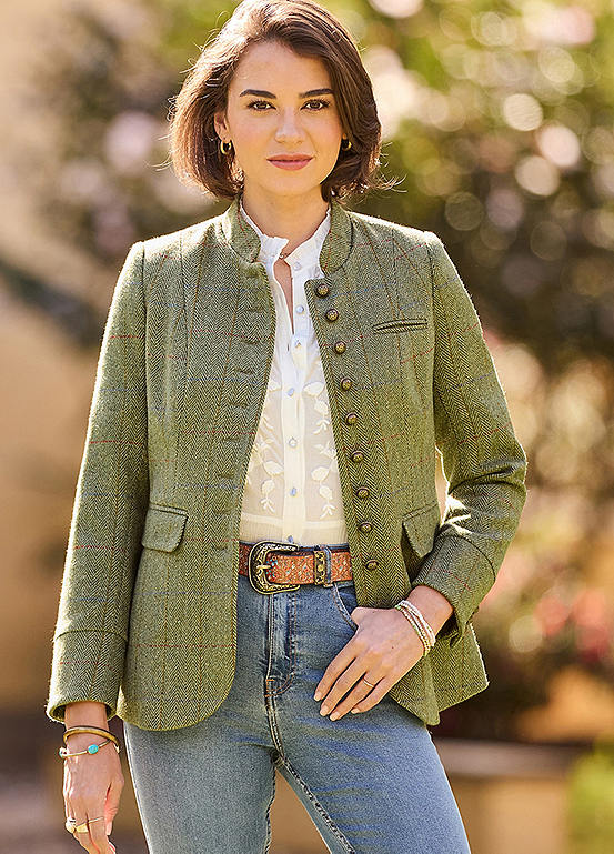 Joe Browns Country Check Mandarin Collar Jacket | Grattan