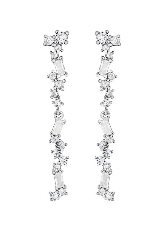 Jon Richard Rhodium Plated Scattered Stone Earrings | Grattan