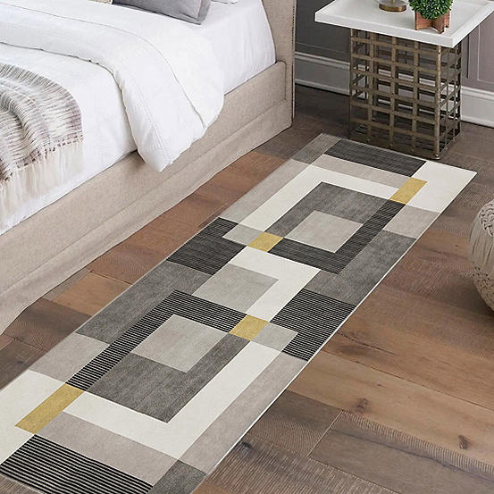 Likewise Rugs Likewise Rugs & Matting Ochre & Grey Geo Blocks Runner | Grattan
