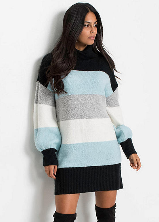 Long Block Stripe Jumper Dress by 