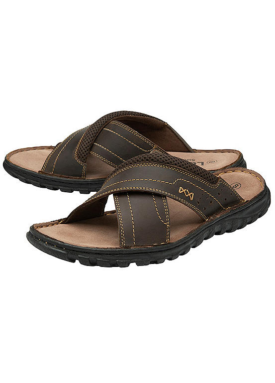 Lotus Mens Mikey Brown Leather Sandals Grattan
