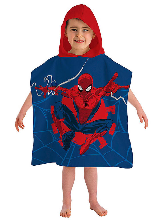 Marvel Spiderman Jump 100% Cotton Hooded Poncho Beach Towel | Grattan