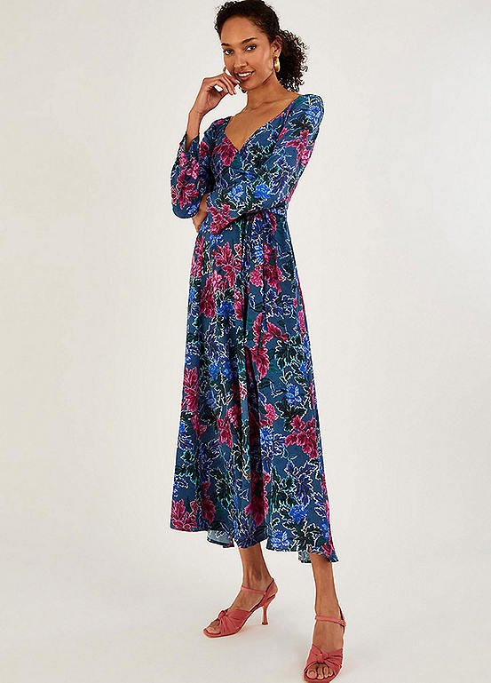 Monsoon Laikyn Print Midi Dress in Sustainable Viscose | Grattan