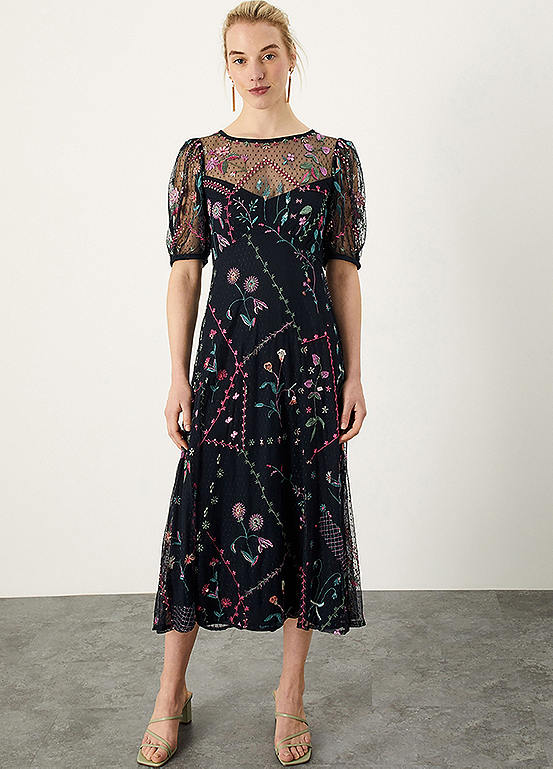 Monsoon Polly Embroidered Midi Dress | Grattan