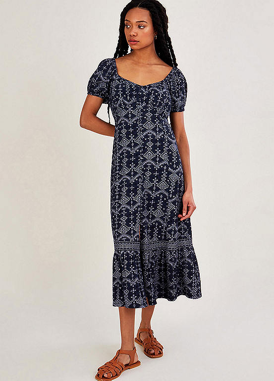 Monsoon Square Neck Jersey Print Dress | Grattan