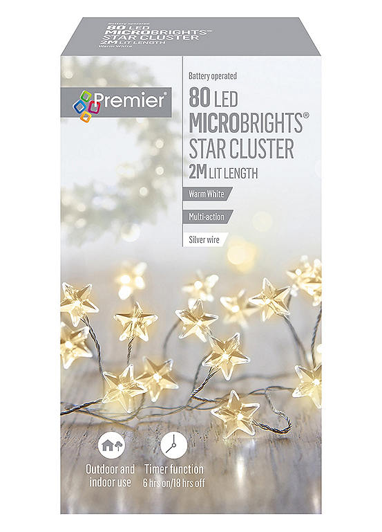 Multi Action Warm White LED MicroBright Star Cluster Lights | Grattan