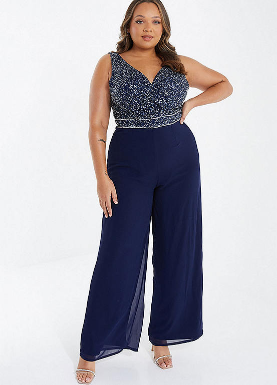 Quiz Navy Wrap Jumpsuits Grattan