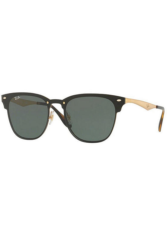 Ray-Ban® Blaze Clubmaster Men's Sunglasses Gold Tone Frame with Grey/Green  Lenses | Grattan