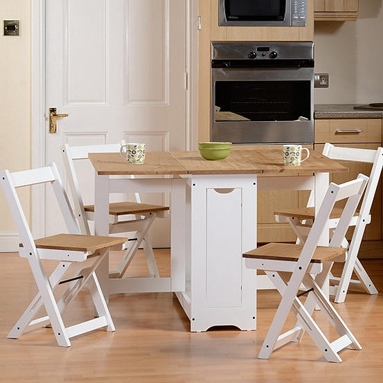 Santos Pine Painted Erfly Table, Space Saving Dining Room Chairs