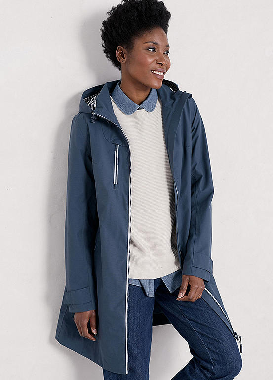 Seasalt Cornwall Coverack Waterproof Coat - Navy | Grattan