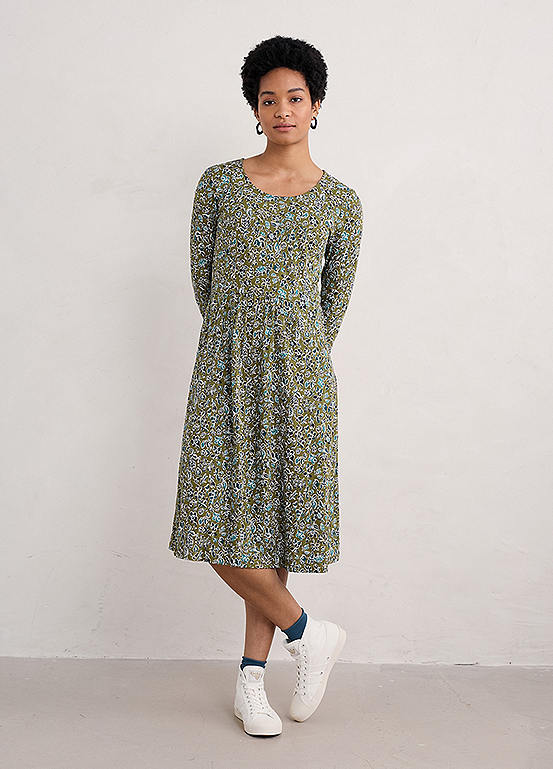 Seasalt Cornwall Green Enor Three-Quarter Sleeve Dress | Grattan