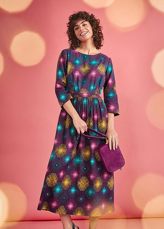 Seasalt Cornwall Purple Forestry Midi Dress Grattan