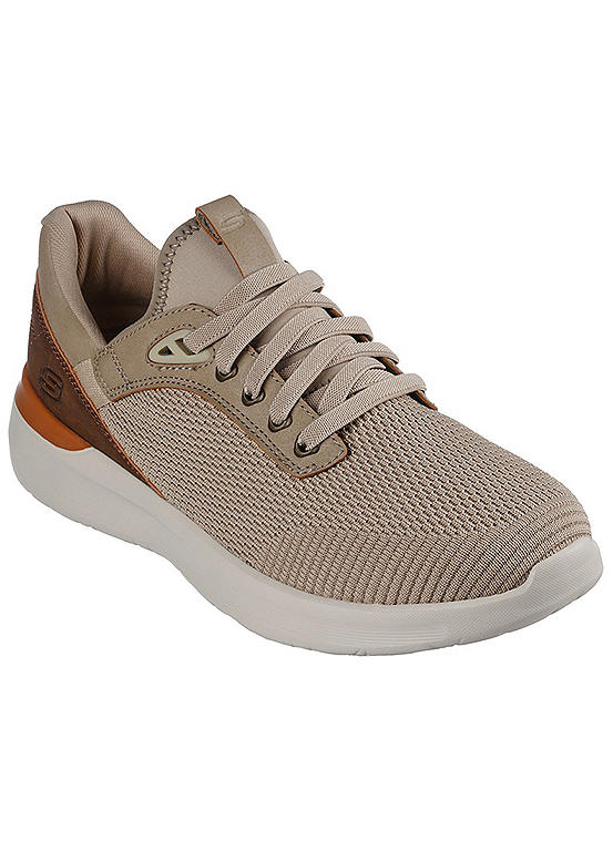 Skechers Men’s Taupe Low Profile Mesh Bungee Lace Slip On Trainers ...