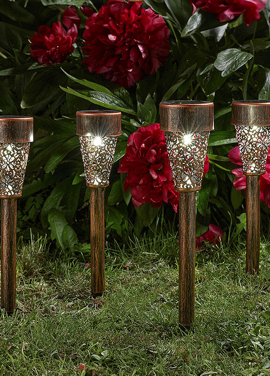 bronze effect solar stake lanterns