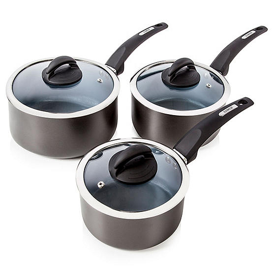 Tower Cerasure Saucepan with Glass Lid and Easy Clean Non-stick Ceramic Coating Graphite 16 cm 