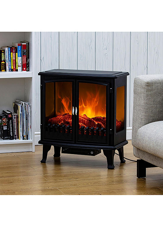 Warmlite 1.8KW Double Door Electric Stove Fire Grattan