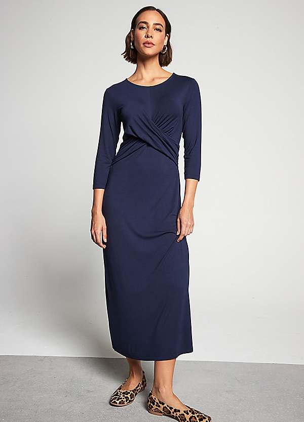 knee length dresses for ladies Eve Jersey Midi Dress-Navy main image 0
