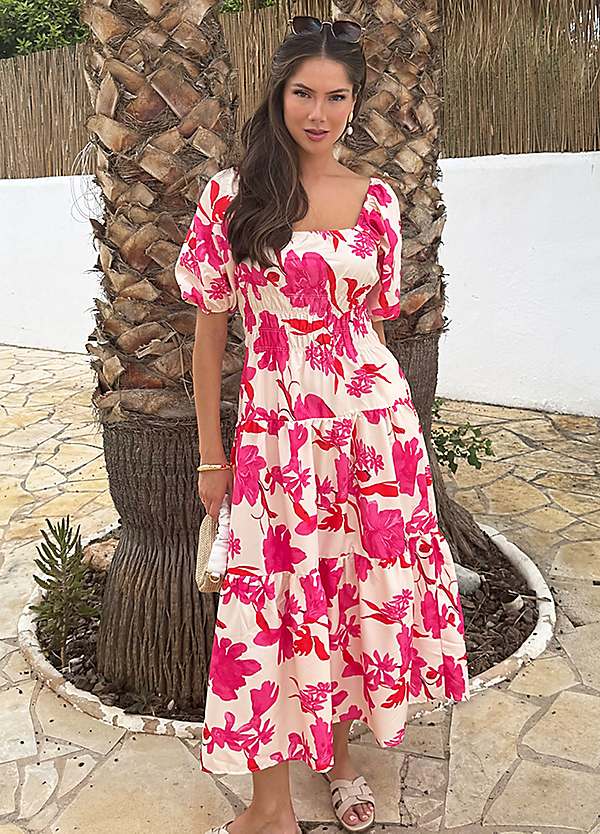 pink ax paris dress AX Paris Hot Pink Asymmetric Neck Tie Waist Mini Dress - 8