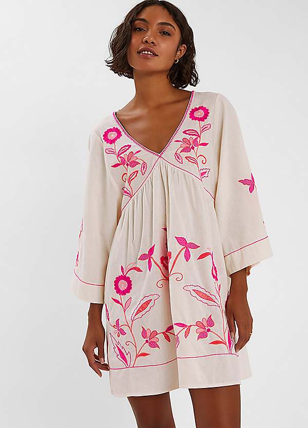 Accessorize Floral Embroidered Mini Beach Dress | Grattan