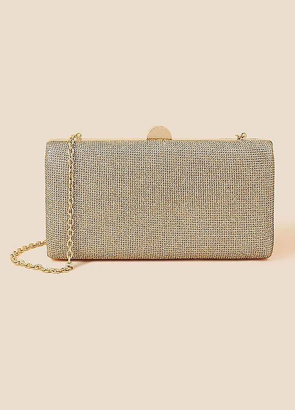 Gold hard case store clutch bag