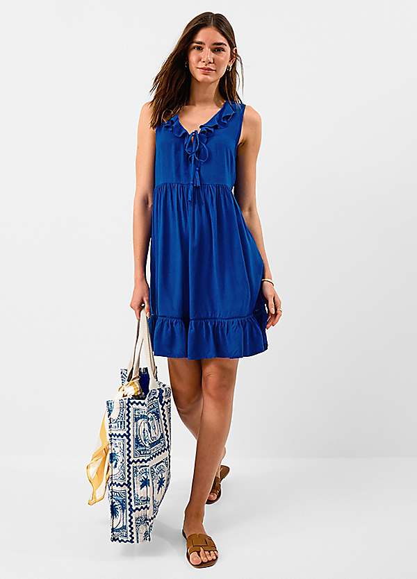 accessorize blue dress Strapless Ruffle Mini Neckline:V-NECK Size:3T formal dress bolero Embroidered Prom frill straps