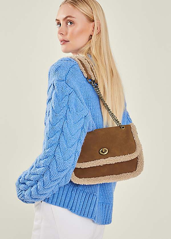 Accessorize Tan Shearling Cross Body Bag Grattan
