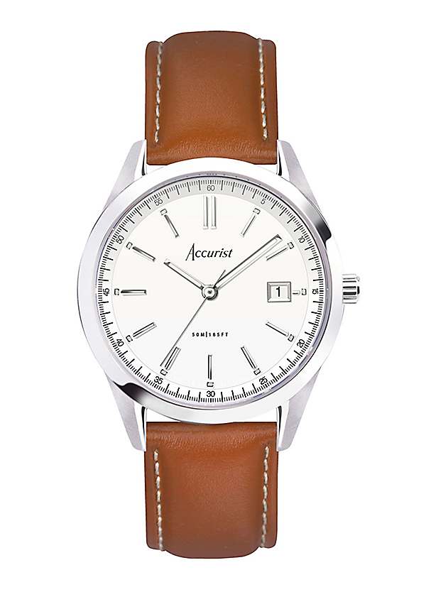 Accurist Men's Everyday Brown Leather Strap 40mm Watch Grattan