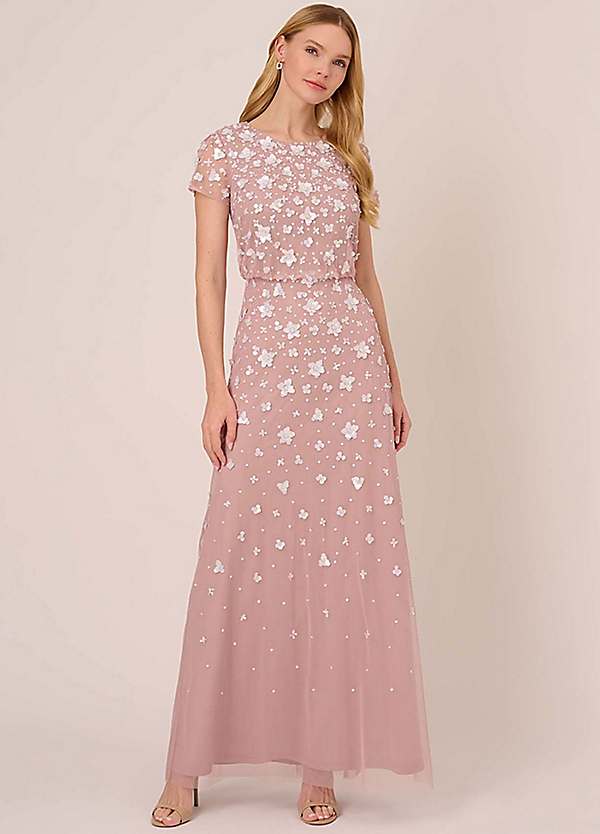 Adrianna Papell 3D Beaded Long Dress