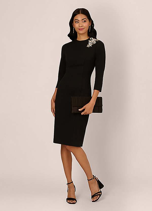 Adrianna Papell 3D Floral Mock Neck Short Dress