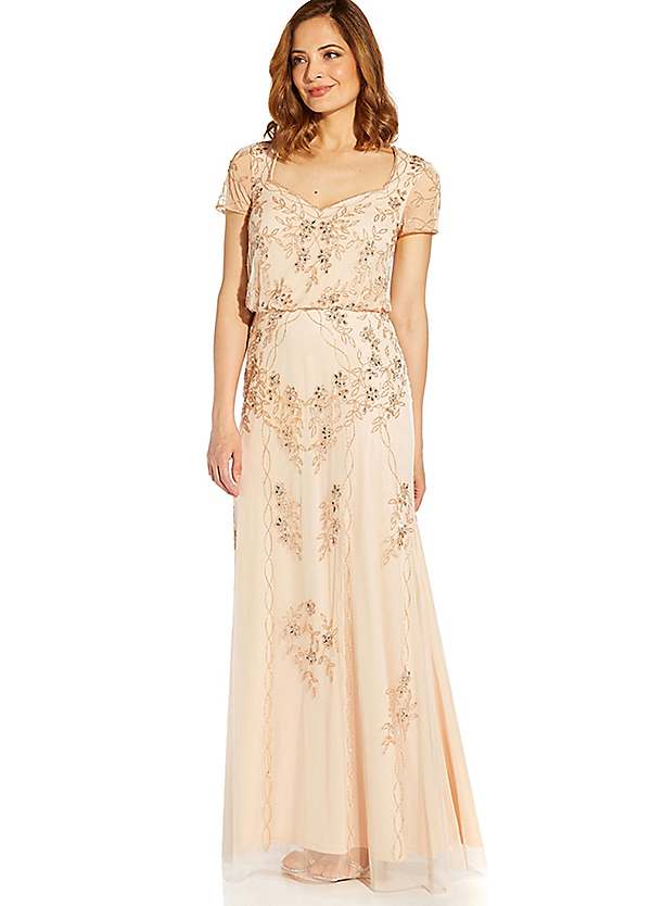 Adrianna Papell Beaded Blouson Gown